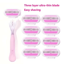 jifuli Lâmina de Barbear Manual de Segurança para Depilação Maiô Bikini Feminino, Cabeça de Barbeador Substituível com Lâmina de Aço Inoxidável de 3 Camadas