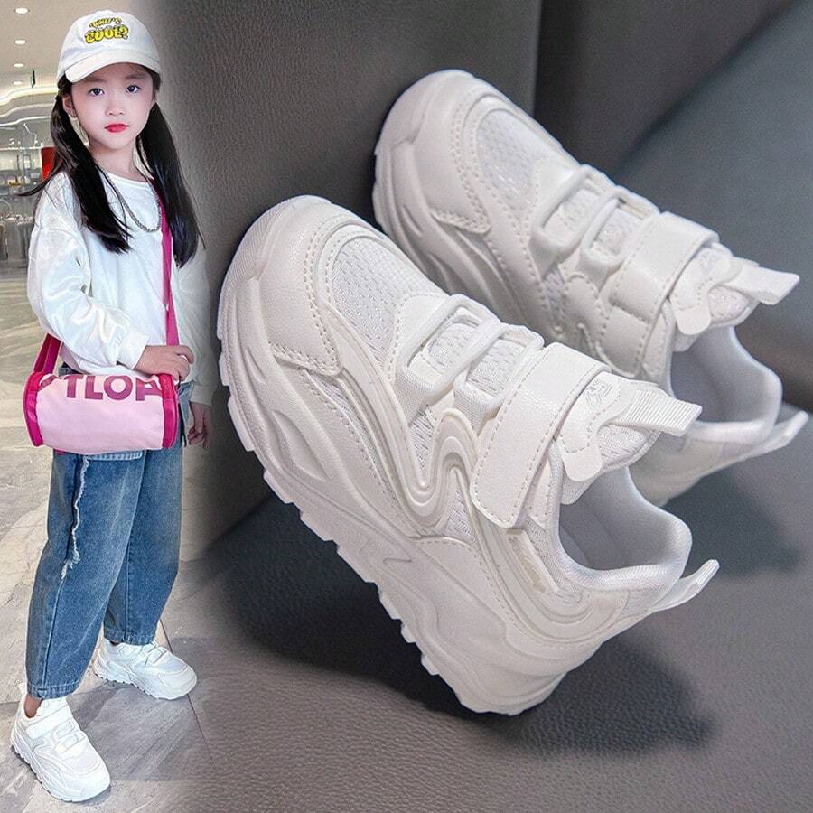 Zapatillas de tenis para niños y niñas de 6 a 18 años, cómodas, rosas, informales, de moda, cómodas, transpirables, de suela suave. - Blanco - Ver 1