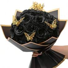 GUIRENT Glitter Roses Bouquet, DIY Fake Glitter Flowers Bouquet, Everlasting Shiny Artificial Red Rose Bouquet For Mothers Day Gifts, Anniversary, Engagement, Wedding, 24/36 Roses 809318