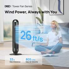 Tower Fans For Home, 32" Standing Floor Fan, 26 Ft/S Bladeless Fan With Remote, 90° Oscillating, 3 Modes, 3 Speeds, LED Display, 8H Timer, Quiet Room Fan - Black - View 2