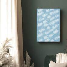 1pc Blue Wall Art Framed Wall Art, Wrapped Canvas Poster Vintage Prints, White Clouds In A Blue Sky, Perfect Gift Decor, Wall Art For Living Room Bedroom Office, Hanging Hardware Included - Framed, Vertical - 裱框畫布 - 查看 7