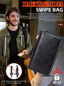 XAXRE 男士 RFID 钱包 PU 皮革信用卡夹 拉链钱包 漂亮柔软腕带钱包 手拿包旅行钱包 适合青少年夏季休闲户外运动或度假旅行或毕业礼物或生日礼服配饰 - 均碼 - 查看 6