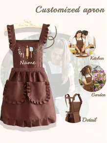 1pc Customized Printed Stylish Apron, Women's Elegant Customized Printed Apron, Waterproof And Stain Resistant, Apron Cute Lace Skirt Apron,Black Stain Resistant Apron,Sleeveless Apron,For Home, Kitchen,Nail Shop,Cooking, Baking, Nail Salon, Women Work Uniform,Coffee Smock,Home Cooking Clean Sleeveless Bib Apron,Multi-Functional,Home With Accessible Solutions,Warm Ambience,Home & Living,Customized Household Gloves