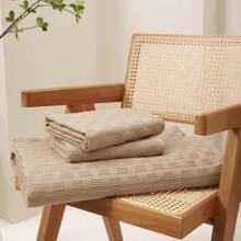 JELLYMONI Khaki Duvet Cover Queen Size - 3 Pieces Soft And Breathable Microfiber Knitted Jacquard Waffle Weave Striped Comforter Cover With 8 Corner Ties & Zipper Closure