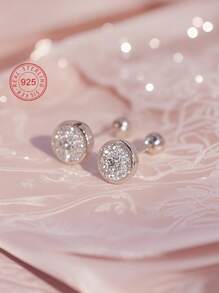 Artepollo 1pc 925 Sterling Silver Hypoallergenic Single Cubic Zirconia Stud Earrings, Screw Back Earring Studs, Cute & Elegant, Suitable For Daily Wear Or Festivals, Gift For Girls, Friends, Back To School