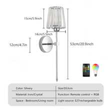 Battery Operated Crystal Wall Sconces 1/2 Gold Wireless Wall Sconce With USB Rechargeable LED Light Bulbs 12 Colors Dimmable Crystal Wall Lamp With Remote For Bedroom Living Room, Bulbs Included Without Light Bulb Vintage Wall Sconce Rechargeable Wall Sconce Stick On Sconces Wall Lighting