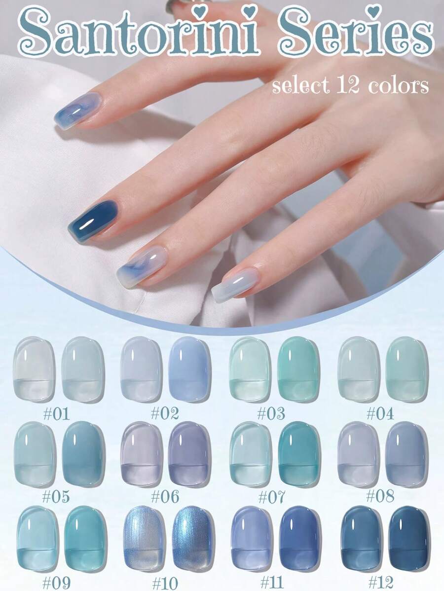 10ml Spring Summer Santorini Series Blue Green Gel Nail Polish 2025 New Internet Celebrity Popular Ice Transparents Blue Nail Professional For Nail Salons Nail Art Nail Supplies