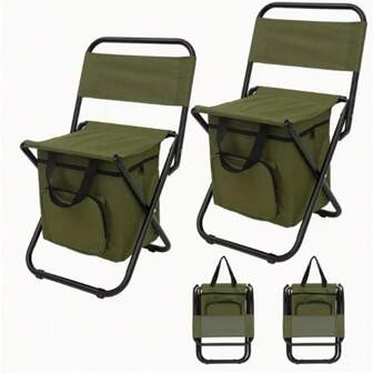 Silla portátil plegable con función de enfriamiento, bolsa de almacenamiento y respaldo, con función térmica, silla compacta y linda para camping, picnic, pesca - Silla de camping 3 en 1