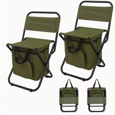 3-In-1 Portable Outdoor Foldable Cooler Chair With Storage Bag And Backrest, Thermal Function, Cute Compact Chair For Camping, Picnic, Fishing, Camping Chair
