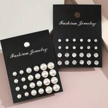 48 Stücke Zirkonia & Kunstperlen Ohrstecker Set, Urlaub, Party, Date, Tägliches Tragen Geschenk