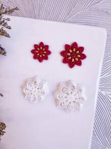 2pcs Minimalism Clay Cutters | Boho Clay Cutters | Halloween Clay Cutters | Embossing Detailed Clay Cutters | Clay Earring Cutters | Clay Cutter Set | Jewelry Making Kit - White - View 6