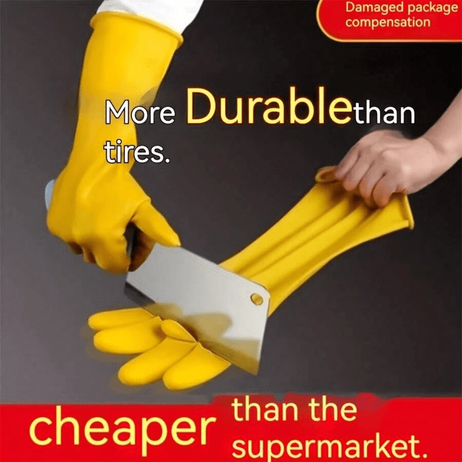 1/5 pièces de gants de ménage en caoutchouc jaune, gants de vaisselle imperméables, gants de cuisine antidérapants, accessoires de protection réutilisables, parfaits pour le nettoyage, le jardinage, les accessoires de nettoyage, les fournitures de nettoyage domestique, la décoration de la chambre, peuvent être utilisés pour prévenir les taches d'huile, les ordures, etc., conviennent pour les cuisines, les restaurants, les fêtes, les rassemblements, les voyages, les cadeaux de famille, les cadeaux pour la maison