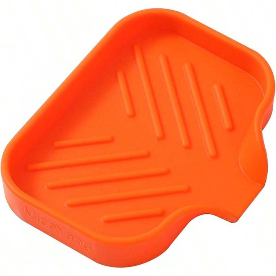 Silicone Bathroom Soap Dishes With Drain Spout-Bathroom And Kitchen Sink Organizer,Sponge Holder,Dish Soap Tray,Perfect For Dispenser,Scrubber,Bottle,Cup On Sink Or Counter-Coffee 4.9"*3.2" - 橘色 - 查看 1