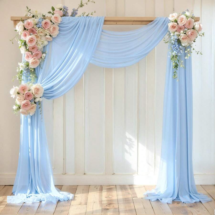 1 tấm vải trang trí cổng cưới màu xanh dương, kích thước 75cm/160cm x 600cm/800cm, rèm nền trong suốt, thích hợp cho lễ cưới, trang trí trần nhà tiệc tùng.