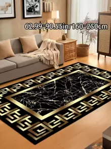 Karpet Mewah Motif Geometris Hitam & Emas - Beludru Lembut, Bagian Bawah Anti Selip, Mudah Dibersihkan, Dapat Dicuci dengan Mesin, Cocok untuk Ruang Tamu, Kamar Tidur, Lorong Masuk, dan Luar Ruangan - Karpet Dekorasi Rumah Multifungsi dalam Berbagai Ukuran - Emas Hitam 2 - View 14
