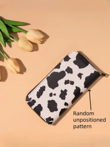 Women's Long Wallet Cow Pattern Simple Multi-Card Slots Coin Purse For Women Wallet Mini Wallet Purse Wallet Wallet Wallet - Black and White - View 2