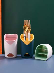 3Pcs Cutlery Storage Boxes, Fork, Spoon, Chopstick Cutlery Rack, Sink, Wall Mounted Storage Rack, Upgraded Double-Layer Design With Self Draining Function, Farmhouse Kitchen Cutlery Box Countertop, Kitchen, Bathroom Storage Box, Christmas/Valentine's Day And Other Holiday Gifts, Suitable For Kitchen, Bathroom, Makeup Brush, Table, Pen, Pencil, Give Your Family A Warm Gift