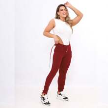 Kit 3 Crepe Knit Trousers With Belt - Black Ash Wine - View 4