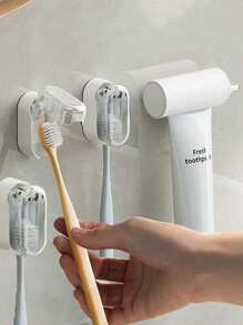 1pc Toothbrush Holder Wall-Mounted Dust-Proof Toothbrush Holder Shelf Without Punching Toilet Electric Toothbrush Storage Rack With Automatic Closing Cover Storage Rack For Electric Toothbrush In Bathroom Graduation - Multicolor - View 15