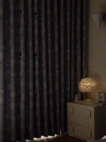 1pc Galaxy Print Blackout Curtain For Window - Multicolor - View 18