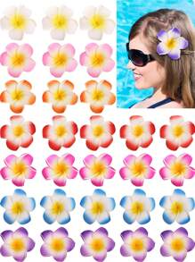 1/5/10 Piezas Clips de pelo con flores hawaianas de colores aleatorios, accesorios de pelo de espuma Plumeria, para mujeres, decoraciones para fiestas tropicales de Hawái, atuendos de playa y piscina, suministros y regalos para fiestas luau, bodas y novias