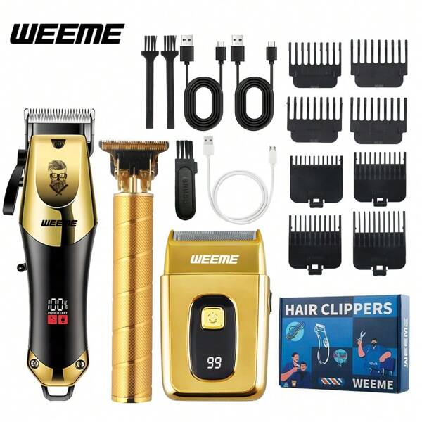 WEEME WEEME 3-In-1 Men's Electric Shaver Set - Rechargeable Cordless Electric Razor With Trimmer, Digital Display, Precision Grooming For Hair And Beard, Perfect Birthday, Holiday, Father's Day Gift For Dad, Boyfriend