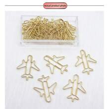 12pcs/20pcs Per Box, Creative Transportation Themed Paper Clips, Airplane Shaped Binder Clips, Electroplated Gold Bookmark & Clip Set, Electroplated Material, Creative Shaped Clips, Office, Home, DIY, Gift