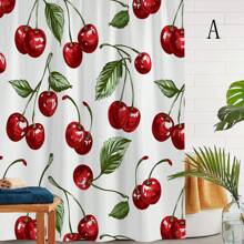 1pc Printed Waterproof Shower Curtain With 12 Plastic Hooks, Machine Washable, Bathroom Divider, Tub Curtain, Bathroom Decorative Window Curtain Back To School