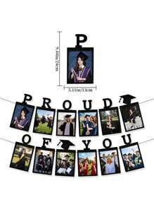 12pcs Graduation Photo Banner 2025 - Large, 10 Feet | Felt Proud Of You Banner | Graduation Banner 2025 Personalized | Graduation Picture Banner 4x6 For Black 2025 Graduation Party Decorations
