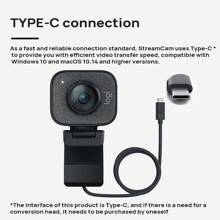 Logitech Kamera StreamCam Autofokus und Belichtung 1080P HD-Kamera Typ-C-Anschluss Laptop-Desktop-Computer Online-Unterricht Videokonferenz Schwarz