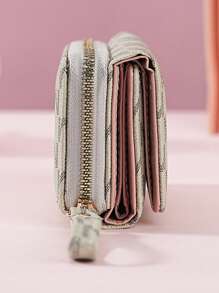 Women's Short Wallet Zipper Tri-Fold Embroidered Fashion New Style Multi-Card Slots Handbag For Women Wallet Mini Wallet Purse Wallet Small Wallet Wallet - Beige - View 5