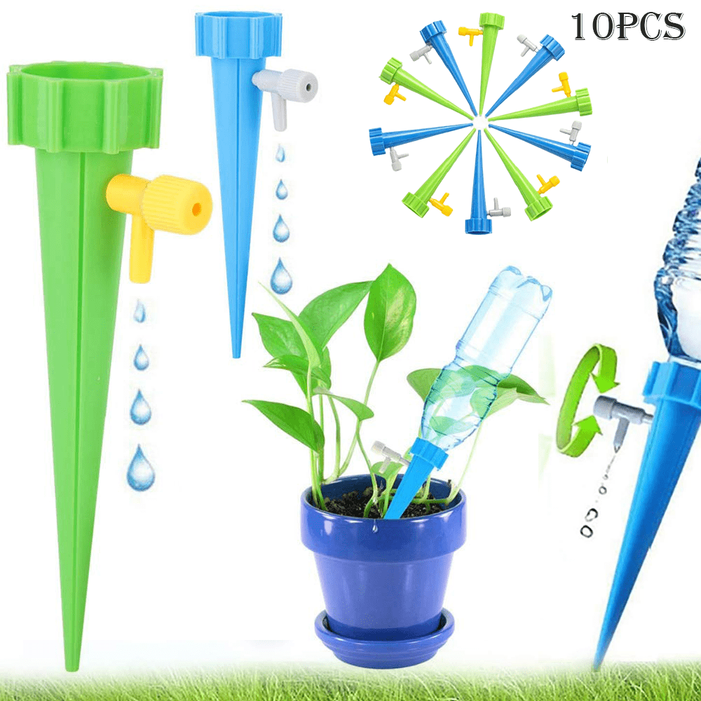 10 PIEZAS Insertos de autorriego para plantas, sistema de control de agua automático con válvula de liberación lenta, sistema de control de riego por goteo ajustable de volumen de agua para que disfrute de sus vacaciones