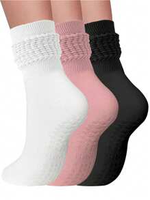 3 Pairs Women's Colorful Non-Slip Pilates Grip Socks, Suitable For Yoga, Casual Grip Socks, Pilates Socks - Multicolor - View 10