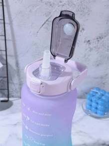 1 件 2L 或 750ml 或 300ml 大容量粉色渐变 PC 水瓶，运动健身便携式吸管杯，适合家庭和旅行户外使用 - 紫色 - 查看 4