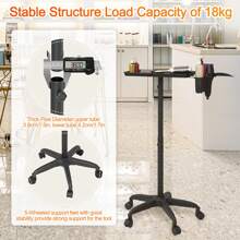 Froadp Hairdressing Trolley With Wheels, 71-110 Cm Hair Salon Trolley, Height-Adjustable Cosmetic Trolley Made Of MDF + Metal + PVC, Including Storage Tray Trolley - Black - View 3