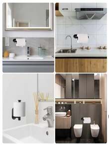1 pieza Soporte de papel higiénico montado en la pared de acero inoxidable con instalación sin taladro