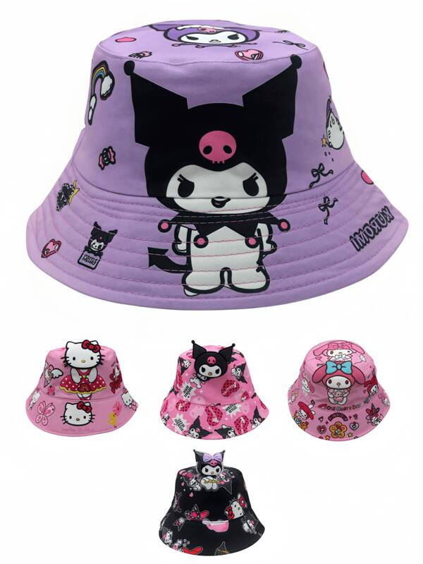 Sanrio Sanrio. 1 Piece Hello Kitty, Kuromi, My Melody - Themed Women's Accessory, Bucket Hat. Made Of Comfortable Material, Stylish And Beautiful, Offers Sun Protection, And Is Convenient For Storage. (Head Circumference: 52 - 56 CM)