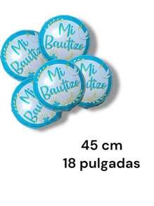 10 Globos de bautizo frase "MI BAUTIZO" azul para niño de 18 pulgadas 45 cm ideal para adornar tu fiesta de bautizo, arreglo de mesa de bautizo, globo decorativo