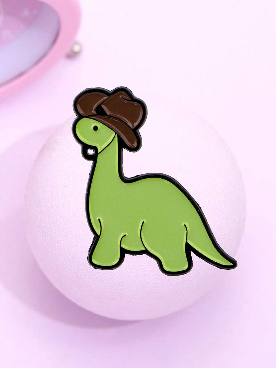 1 pièce Broche épinglette en émail à motif mignon de dinosaure. Épinglettes de revers pour sac à dos, vêtements, accessoires, bijoux dessin animé, décorations de fête, cadeau