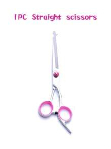 Professional Pet Grooming Scissors Set - Straight Shears, Thinning Shears, Curved Shears, Steel Comb, Suitable For Pet Hair Trimming And Brushing, Pink Grooming Kit