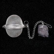 1/5 piezas Infusor de té de malla de acero inoxidable de 2 pulgadas (aproximadamente 5 cm) Colgante de piedra original Juego de té de cristal, taza, accesorios de cocina, infusor de té y taza de té, infusor de té con colgante de amatista, rosa, ojo de tigre y media luna, colador de té para té suelto