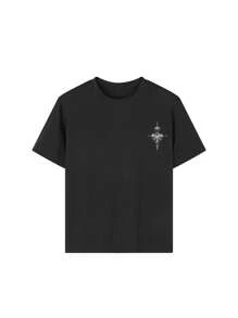 Tween Boy Casual Funny Print Crew Neck Short Sleeve T-Shirt, Summer Top - Black - View 4