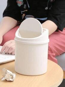Mini Trash Can With Lid, Small Desktop Garbage Can, Plastic Desktop Waste Basket, Twist-Lid Design Prevents Odor Leakage, For Storing Fruit Peels And Paper Scraps To Keep Desk Tidy, Suitable For Bathroom, Home Office, Coffee Table, Office, Living Room, Study Room And More - Multicolor - View 8