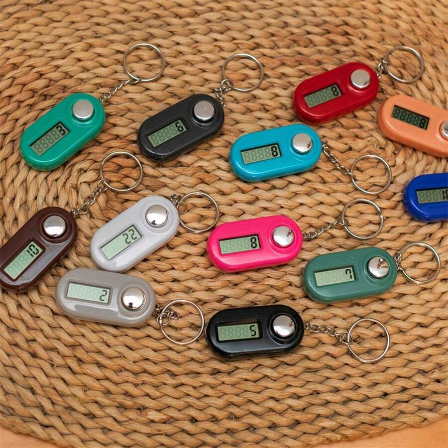 Contador manual electrónico de clics, con display digital, contador de dedos con argolla para colgar, clicker, contador de personas - Multicolor - Ver 1