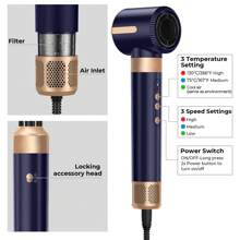 UKLISS 7 In 1 High-Speed Brushless Hot Air Styler – Multifunctional Hair Dryer Brush With Auto Curling, Straightening & Volumizing – Blow Dryer Brush With 4 Color Options (Blue/Black/White/Green)