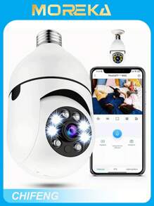 Cámara con foco de seguridad de 360° con visión nocturna Wifi HD para exteriores - Blanco - Ver 1