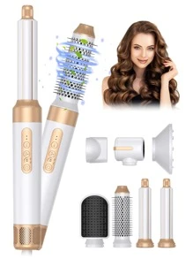 UKLISS 7 In 1 High-Speed Brushless Hot Air Styler – Multifunctional Hair Dryer Brush With Auto Curling, Straightening & Volumizing – Blow Dryer Brush With 4 Color Options (Blue/Black/White/Green)