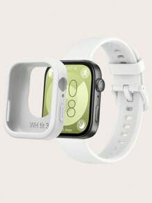 Set de 2 piezas: Correa de reloj de silicona desmontable de unicolor + Funda protectora de silicona de marco completo compatible con Huawei Watch Fit 3 - Reloj Fit 3 - Ver 18