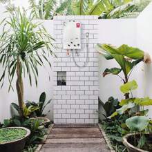 BriSunshine Calentador de Agua de Gas 10L Con Ducha Sobrealimentada, Calentador de Agua de Gas GLP Propano Butano Adecuado Para el Hogar, Vehículos Recreativos y Exteriores [Clase de eficiencia energética A]