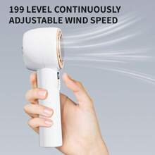 1 pieza Ventilador portátil mini recargable por USB, experiencia de frío helado de 0°C, diseño silencioso sin aspas, larga duración de la batería, alto rendimiento con turbo boost, pantalla LCD, motor sin escobillas, tamaño compacto para uso al aire libre en verano, artesanía digna de regalo